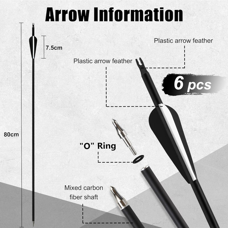 SERfawnCH Recurve Bow and Arrow Set for Adults, 30–40lbs Right-Handed Archery Kit with Carbon Arrows & Accessories for Outdoor Target Practice - Image 5